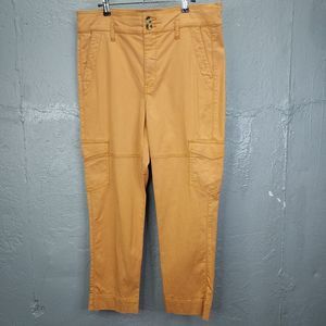 Cabi Cargo Pants Women's 6 Paper Bag Chino Cashew Brown Canvas High Rise no belt